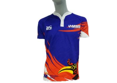 China Het korte de Unie van het Kokerrugby Sneldrogende Materiële Hoogtepunt van Jerseys 100% Ployester - grootte Te koop