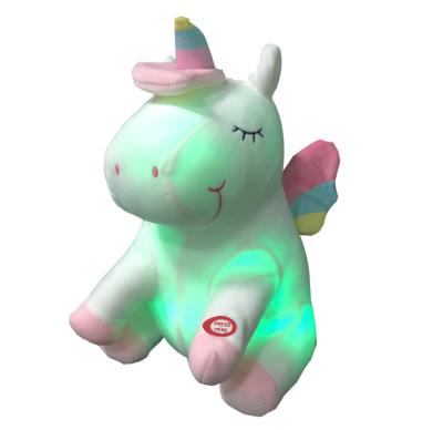 China Anti-decubitus LED Lighting Unicorn Plush Toys Lace Super Soft Stuffed Unicorn Soft Toy For Gift for sale