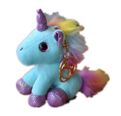 China Unicorn Keychain Rainbow Hair Fur Ball Pendant Unicorn Plush Keychain Unicorn Keychains Key Chain Bag for sale