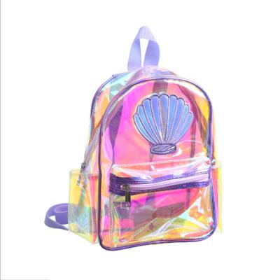 China Transparent PVC Jelly Plastic Backpack Colorful Waterproof Fashion Decoration Laser Transparent Mermaid Backpack for sale