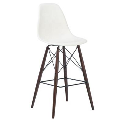 China Modern Cheap Price Fashion PP Models Plastic High Bar Stool Chair Dining Chair Furniture With Wooden Legs High Bar Plastic Dining Chair for sale