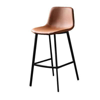 China Modern Leisure Furniture OEM Brown Color PU Fabric Leather Metal Interior Seat Modern High Legs Dining Metal Wire Bar Chair Stool for sale