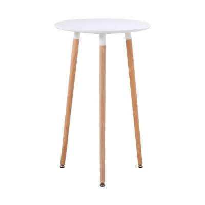 China Hot Selling Commercial Furniture MDF Top Solid Beech Wood Legs Round Dining Tables Fast Food Restaurant Bar Coffee Tables for sale