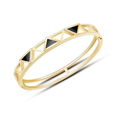 China High Quality Environmental Friendly Stainless Steel Modern Triangle Luxury Dubai Gold Slap Bracelet for sale