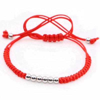 China FASHIONABLE Customizable Handmade Red Silk Rope Adjustable Gold Woven Silver Beaded Bracelet for sale