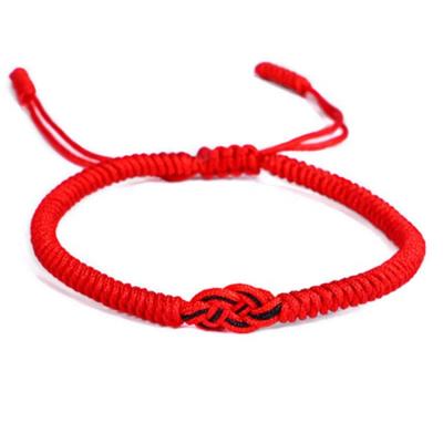 China FASHIONABLE Simple Chinese Fengshui Style Red Rope Lucky Double Kont Wrist Band Couples Bracelet for sale