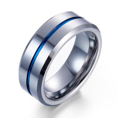 China 8MM Trendy CNC Wedding Band Ring Stainless Steel Rainbow Groove Rings Jewelry For Men for sale