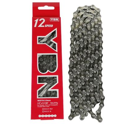 China 2021 High Quality Authentic 126 Speed ​​Links MTB YBN 12v 36 Mountain Road Bike Chain Guide Silver for shimano groupset for sale