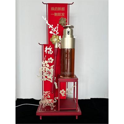 China Customized Cosmetic Store Festival Bottle Decoration Wooden Floor Rack for sale