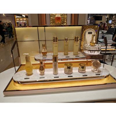 China Acrylic Skincare Custom Base Suit Cosmetic Stand LED Counter Display With Product Racks for sale