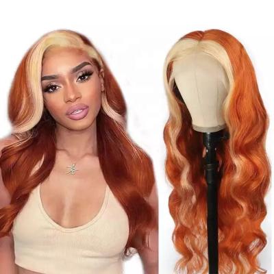 China New Style Virgin Human Hair 12a 13*4 Pure Original Natural Ha Lace Front Human Hair Highlight Ginger Body Wave Orange Hair Raw Color Wig for sale