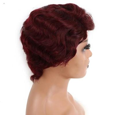 China Wanda Pixie Cut Wig 1920s Original Hairstyle Pure Natural Hairstyle Retro Wigs 13X1 Cheap Lace Up 99J Pixie Lace Front Wig For Women for sale