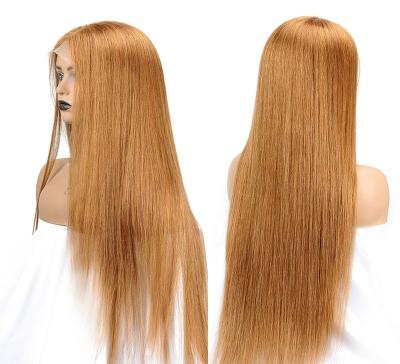 China Pure Natural Color 6# Original Cheap Human Raw Unprocessed Chestnut Virgin Hair Straight Hair Wigs 13*4 Human Hair Factory Price Human Hair Wig for sale