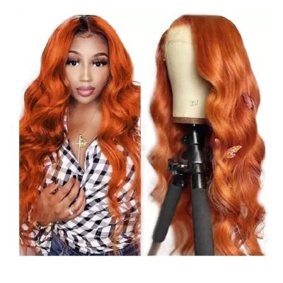 China Factory cheap350# Original Pure Natural Orange Human Hair 12a Virgin Hair Frontal Wigs 13*4 Lace Front Human Hair Raw Wig for sale