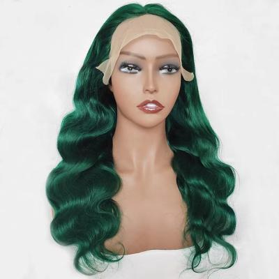 China Hair Factory Original Pure Natural Human Hair 12a 13*4 Frontal Wigs Lace Front Human Hair Green Body Wave Lace Wig for sale