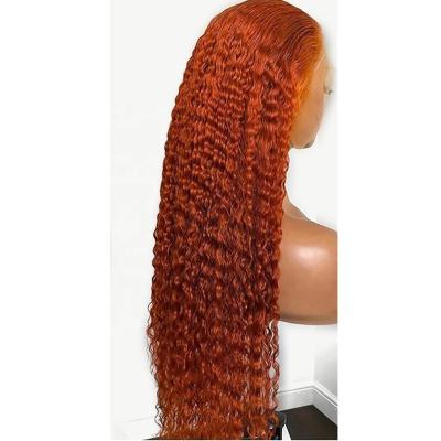 China Wholesale 350# Original Pure Natural Human Hair 12a Virgin Hair Wigs Lace Front Human Wig Water Wave Lace Wig 350# Ginger Orange for sale