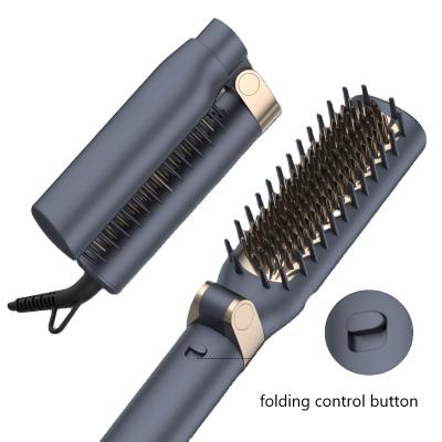 China Heat Up Foldable Quick Portable Electric Folding Hair Straightening Brush Comb Foldable Travel Hair Straightener for sale