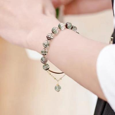 China New FASHIONABLE girls natural stone gypsophila bracelet crystal green beaded bracelet for girlfriend gift and women for sale