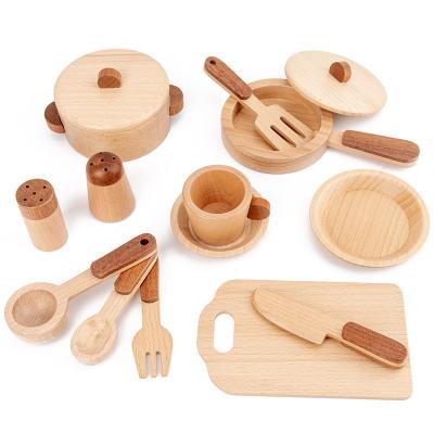 China Wholesale Non-Toxic Eco-Friendly Simulation Kitchen Wood Pot Cognitive Preschool Toy Wood Set Kitchen Toys for sale