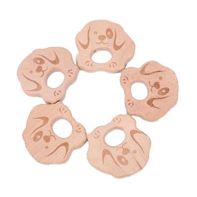 China Beech Wooden Teether Animals Teething Grasping Toy Rodent Baby Teether Pendant Wooden Animal Pacifier Children Goods DIY 70*64mm for sale