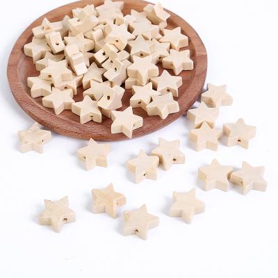 China Natural Wood Star Pentagon Wooden Collectible Beads For Kids DIY 20mm Loose Beads Necklace Bracelet Accessories Jewelry Making 100% Wood for sale