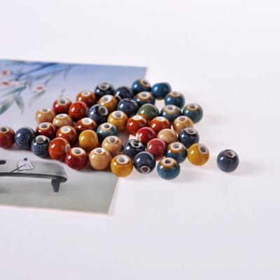 China Ceramic Round 8mm Flower Glazed Ceramic Beads DIY Jewelry Accessories for sale