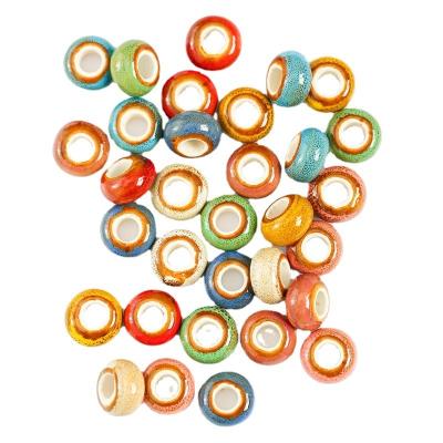 China Jewelry Making Ceramic Material Spacer Loose Beads Round Mixed Big Hole For Jewelry Making DIY 15x9mm for sale