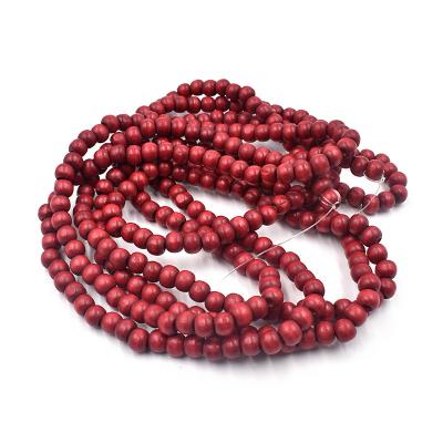 China 2021 New Wooden Christmas Tree Ornaments Red Color Wooden Beads Hanging Ornaments Christmas Tree Ornaments for sale