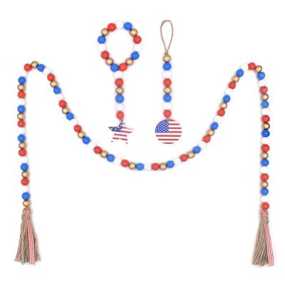 China Dceroation Home Creative Color Bead Garland Decoration Wooden Pendant for sale