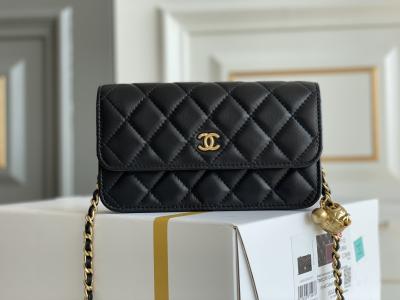 China Black Mini Coco Chanel WOC Clutch Handbags Wallet On A Chain CF20 for sale