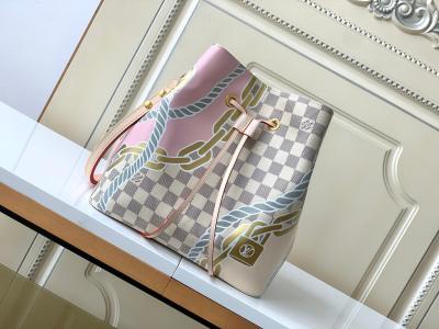 Cina Il rosa bianco Damier Azur Canvas LV ha marcato a caldo la borsa del secchio di Bag NéONoé millimetro del messaggero in vendita