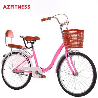 China Wholesale Popular City Bike 24 Inch Single Speed ​​Sports Green Life Retro Beige Classic Ladies Bicycle City Bike With Basket for sale