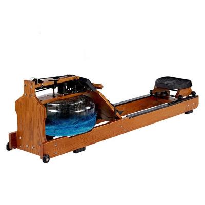 China Double Track Design Gym Quality Resistance Rail LCD Monitor Machine Wooden Water Rower Home Fitness Equipment Double Track for sale