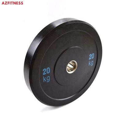 China Custom Wholesale Black Durable Rubber Barbell Weightlifting Custom Logo 20kg Workout Exercise Fitness Olimpic Bumper Plates for sale