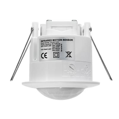 China Pir Sensor 110VAC-240VAC 1200W Ceiling Recessed PIR Motion Sensor Switch For LED Lights BS041 for sale