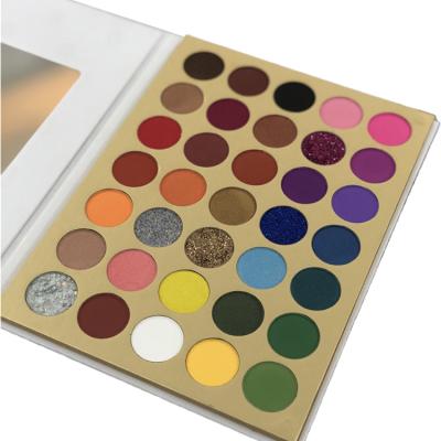 China Waterproof In Stock Low Moq Custom 35 Color Private Label Eyeshadow Glitter White Lip Prints Case Eyeshadow Palette for sale