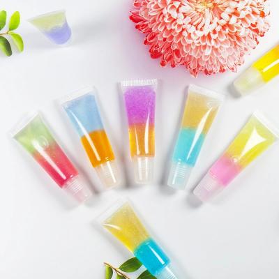 China Free Sample Wholesale Lip Gloss Glitter Shine Double Rainbow Waterproof Color Long Lasting Moisturizing Lip Gloss Kids for sale