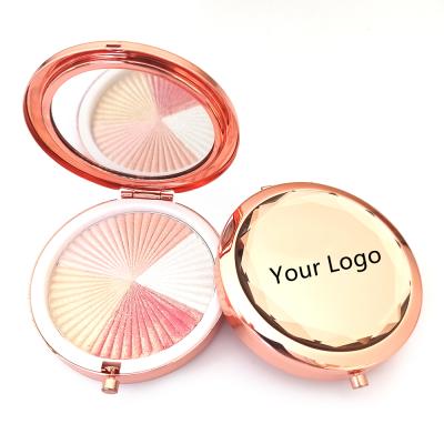 China Wholesale Waterproof Pressed Powder Diamond Face Bronzer Face Bronzer Private Label Highlight Bar Makeup With Mirrors for sale