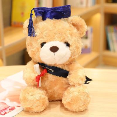 China Hot Sale 23/28cm Kids Gift Plush Doctor Dr. Bear Learn To Read Bear Hat Plush Toy Doll Graduation Gift for sale