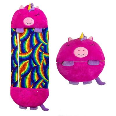 China Factory Price Plush Kids Nap Sack Cartoon Animal Night Sleeping Bag Sleepy Pillow Bag For Kids for sale