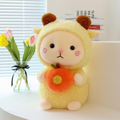 China Plush Factory Sheep Plush Pillow Toys Stuffed Sheep Soft Animal Toys Rest With Fruit Shape for sale