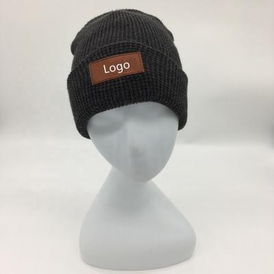 China Logo Waffle Beanie Knit Customized Own Dobby Design for sale