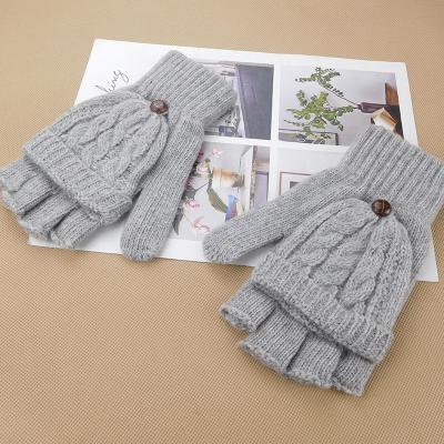 China Plain Thick Acrylic Cable Knit Gloves Fingerless Cable Knit Warm Soft Stretchable Mitten for sale