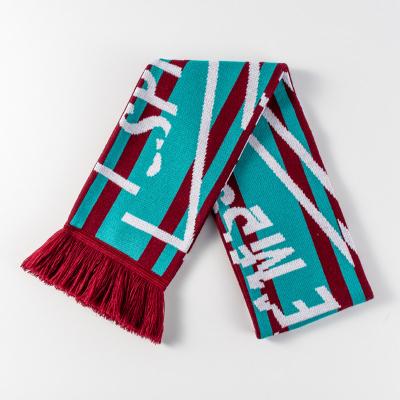 China Jacquard Football Fans Scarf Knit Scarves Acrylic Sports Team Scarf for sale