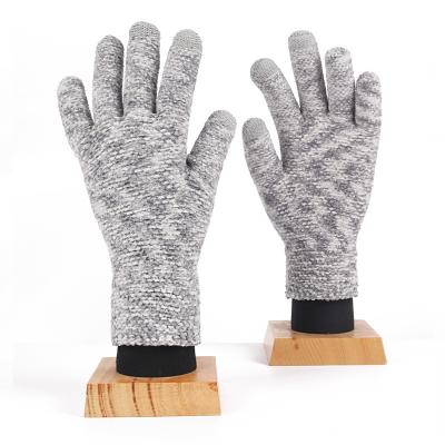 China Heather Gloves Wholesale Knit Chenille Smart Single Touch Screen Gloves Winter Chenille Gloves for sale