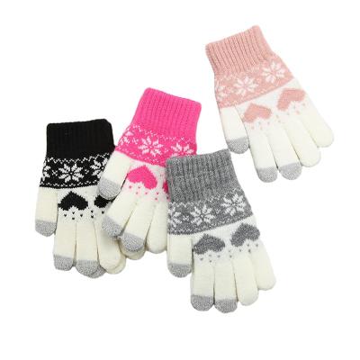 China Hot Dobby Touch Screen Gloves Texting Gloves Like Heart Pattern 3 Finger Touch Screen Gloves for sale