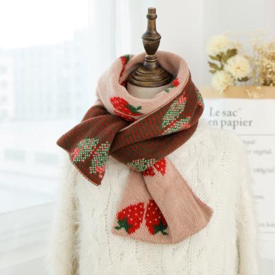 China Conserving Lovely Hot Strawberry Scarf Women's Soft Shawl Strawberry Knit Scarf for sale