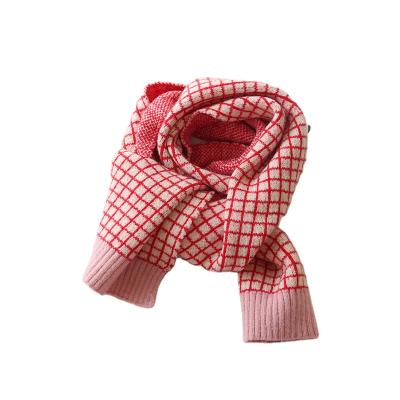 China Preserving New Autumn Winter Warm Scarf Kids Color-blocking Plaid Children's Knitted Scarf for sale