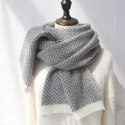 China Preserving China Jacquard Scarf Women Winter Warm Soft Scarf Long Length Gray Scarf for sale