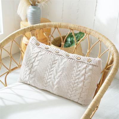 China Anti-Pull Decorative Cotton Knitted Pillow Case Cushion Cover Double Cable Warm Tile Covers For Bed for sale